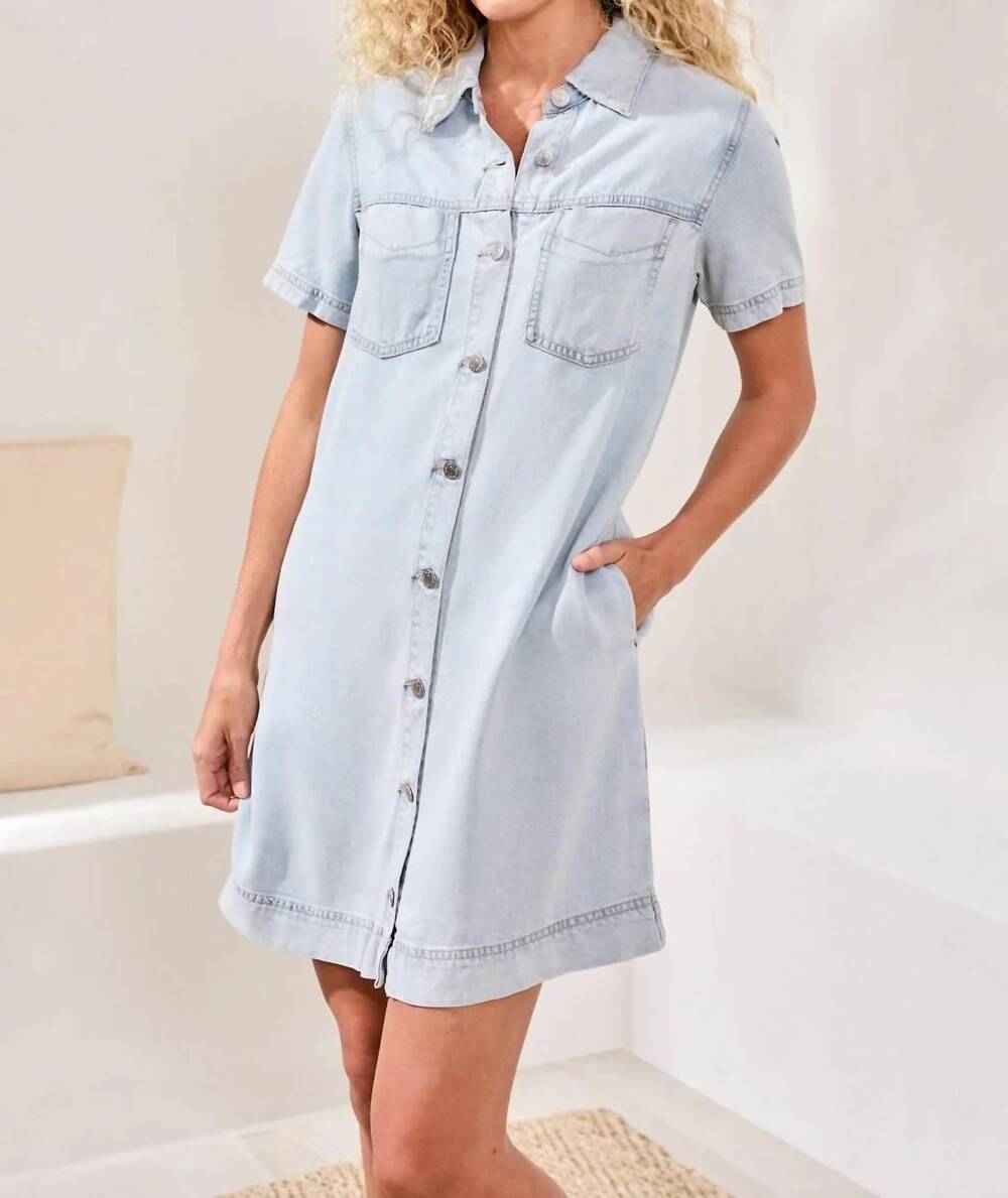 NEW TRIBAL blaire button front tencel denim shift dress in bondi beach - Picture 5 of 5
